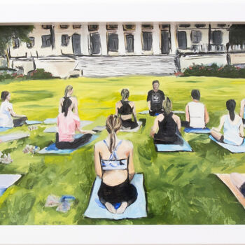 Schilderij getiteld "Street Yoga Class" door Nikita Van Chagov, Origineel Kunstwerk, Olie