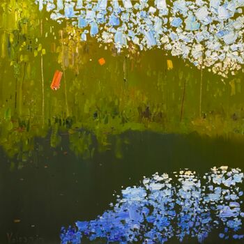 Schilderij getiteld "The water surface" door Nikita Voloshin, Origineel Kunstwerk, Olie Gemonteerd op Frame voor houten bran…