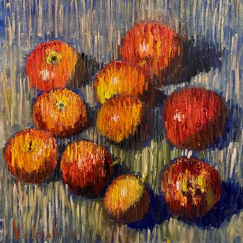 Peinture intitulée "Apples" par Nikita Voloshin, Œuvre d'art originale, Huile Monté sur Carton