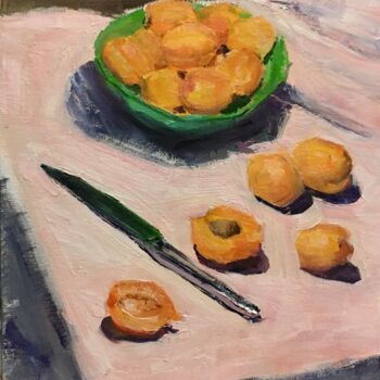 Картина под названием "The apricots" - Nikita Voloshin, Подлинное произведение искусства, Масло Установлен на картон