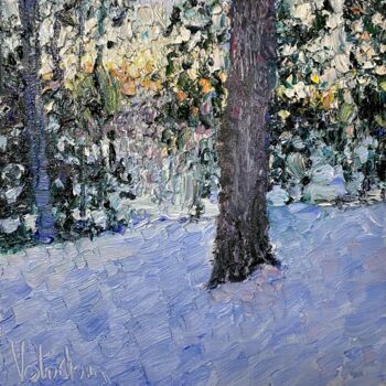 Картина под названием "Зимний этюд" - Nikita Voloshin, Подлинное произведение искусства, Масло Установлен на Деревянная рама…
