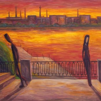 Painting titled "meeting-rendezvous-…" by Nikita Garets, Original Artwork