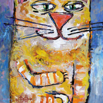 Malarstwo zatytułowany „Cat stories #43” autorstwa Nikita Ostapenco, Oryginalna praca, Olej