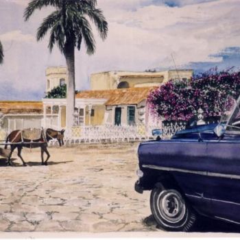 Peinture intitulée "CUBA TRINIDAD" par Claude Cougoulat, Œuvre d'art originale, Aquarelle