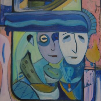 Картина под названием "vecchi amanti" - Hélène Guinand, Подлинное произведение искусства, Масло