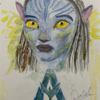 Painting titled "Depths of Avatar" by Nikki, Original Artwork, Watercolor