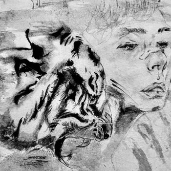Drawing titled "Wild compassions" by Nikki, Original Artwork, Charcoal