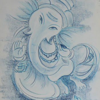 Drawing titled "Lord Ganesha" by Artist Nikki, Original Artwork, Charcoal