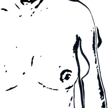 Рисунок под названием "Portrait de femme" - Nikko Kali, Подлинное произведение искусства, Чернила