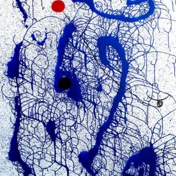 Картина под названием "Face Blue Roots - I…" - Nikko Kali, Подлинное произведение искусства, Масло