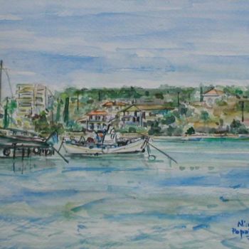 Peinture intitulée "Porto-Héli 2 lagune…" par Nikkos, Œuvre d'art originale