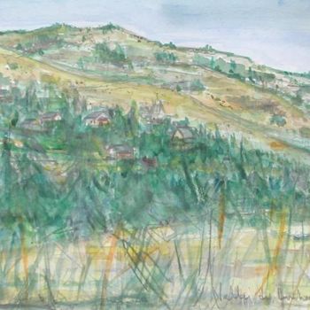 Peinture intitulée "La vallée du bonheu…" par Nikkos, Œuvre d'art originale