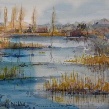 Peinture intitulée "Autumn marsh land…" par Nikkos, Œuvre d'art originale