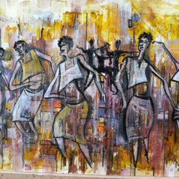 Pintura intitulada "Vuvuzela dance   So…" por Nikkos, Obras de arte originais
