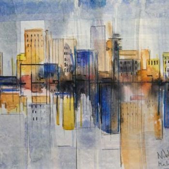 Pittura intitolato "Manhattan    N Y by…" da Nikkos, Opera d'arte originale