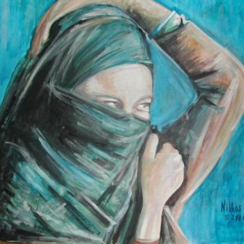 Painting titled "Sadia la marocaine…" by Nikkos, Original Artwork, Oil
