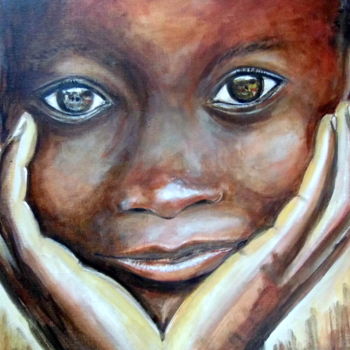 Peinture intitulée "Kid african dream" par Nikkos, Œuvre d'art originale, Huile