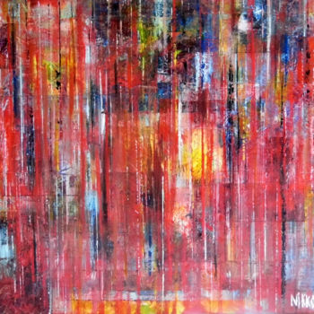 Peinture intitulée "Red pulsion  Nikkos" par Nikkos, Œuvre d'art originale, Huile