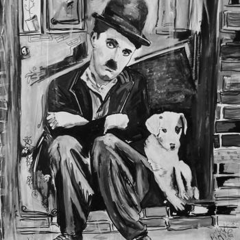 Painting titled "Charlot et Scraps" by Nikky, Original Artwork, Acrylic