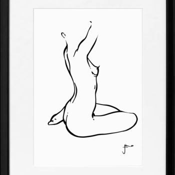 Dessin intitulée "nue" par Niko Sourigues, Œuvre d'art originale, Encre