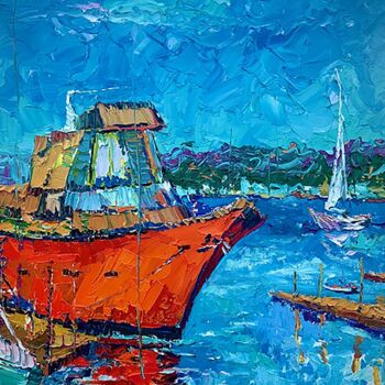 Painting titled "Marina del Rey" by Nikol Aghababyan, Original Artwork, Oil