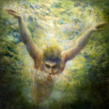 Painting titled "Sisyphus" by Nikola Alipiev, Original Artwork, Oil