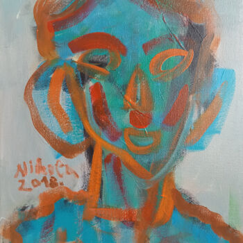 Peinture intitulée "Self-portrait - Me…" par Nikola Durdevic, Œuvre d'art originale, Acrylique Monté sur Châssis en bois