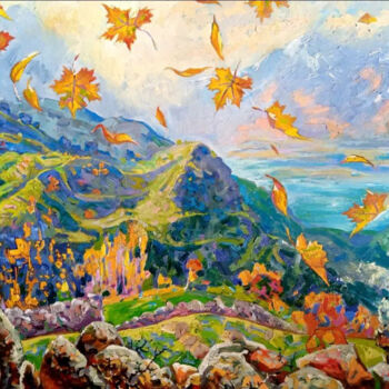 Painting titled "Light wind" by Bakhtiyar Urakov, Original Artwork, Oil Mounted on Wood Stretcher frame