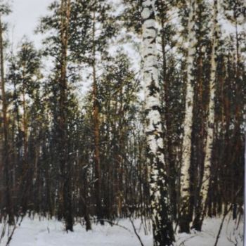 Painting titled "Березки зимой" by Iurii Viktorovich Nikolaev, Original Artwork