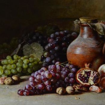 Ζωγραφική με τίτλο "Натюрморт с виногра…" από Юрий Викторович Николаев, Αυθεντικά έργα τέχνης