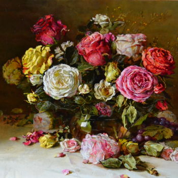 Peinture intitulée "Розы" par Iurii Viktorovich Nikolaev, Œuvre d'art originale, Huile