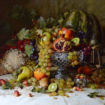 Malarstwo zatytułowany „Ваза с фруктами 70x…” autorstwa Юрий Викторович Николаев, Oryginalna praca
