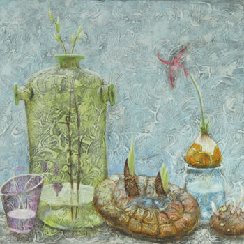 Картина под названием "Предчувствие весны" - Nikolai Bogomolov, Подлинное произведение искусства, Масло