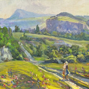 Painting titled "Summer countryside…" by Nikolai Chebotaru, Original Artwork, Oil