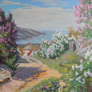 Painting titled "View of the bay" by Nikolai Chebotaru, Original Artwork, Oil