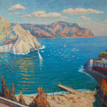 Painting titled "In the Bay of Balac…" by Nikolai Chebotaru, Original Artwork, Oil