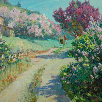 Painting titled "In the open air" by Nikolai Chebotaru, Original Artwork, Oil