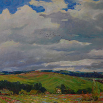 Pintura intitulada "Clouds" por Nikolai Chebotaru, Obras de arte originais, Óleo