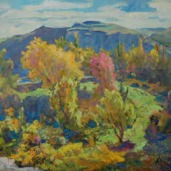 Painting titled "Autumn in kontrazhu…" by Nikolai Chebotaru, Original Artwork, Oil