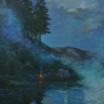 Картина под названием "Ночная уха" - Николай Зайцев, Подлинное произведение искусства, Масло