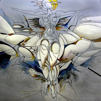 Schilderij getiteld "SHE FLIES" door Nikolai Bartossik, Origineel Kunstwerk, Olie