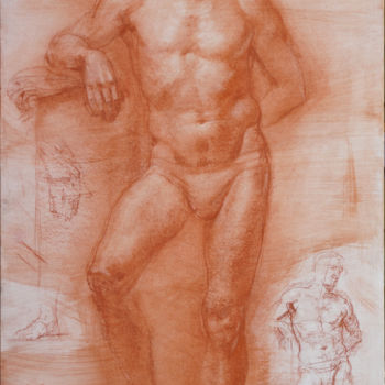 Disegno intitolato "Male figure." da Nikolai Shatalov, Opera d'arte originale, Carbone
