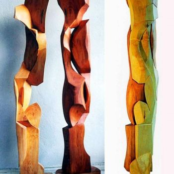 Скульптура под названием "bewegliches diptych…" - Nikolaus Weiler, Подлинное произведение искусства, Дерево