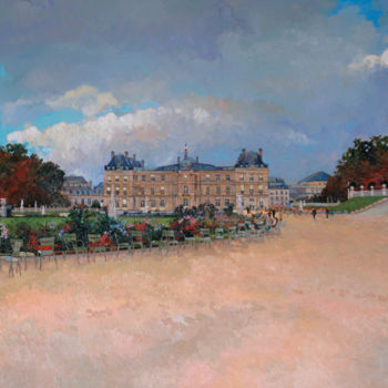 Malerei mit dem Titel "Jardin du Luxembourg" von Nikolay Biryukov, Original-Kunstwerk, Öl