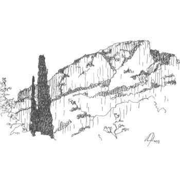 Disegno intitolato "Provence Alpes Cote…" da Nikolay Biryukov, Opera d'arte originale, Inchiostro