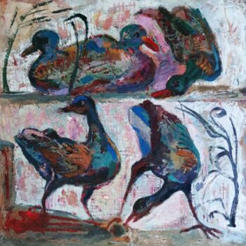 Pittura intitolato "Birds" da Nikolay Hristozov (Caesar), Opera d'arte originale, Olio