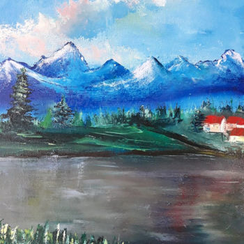 Картина под названием "In the mountains" - Nikolay Kovin, Подлинное произведение искусства, Масло