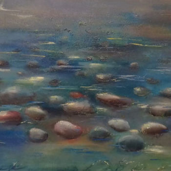 Painting titled "Sea rocks" by Nikolay Kovin, Original Artwork, Oil