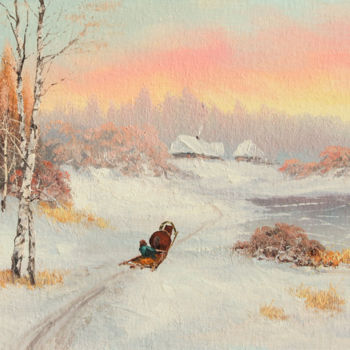 Pintura titulada "Winter way" por Nikolay Lyamin, Obra de arte original, Oleo