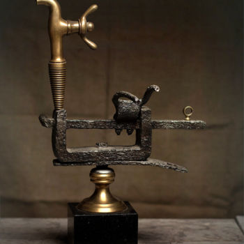 Sculpture titled "Head over heels" by Nikolay Spiridonov, Original Artwork, Metals